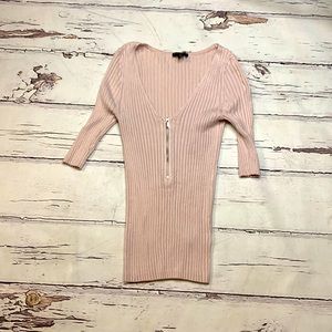 Express, light pink, half sleeve ribbed shirt, Extra Small.